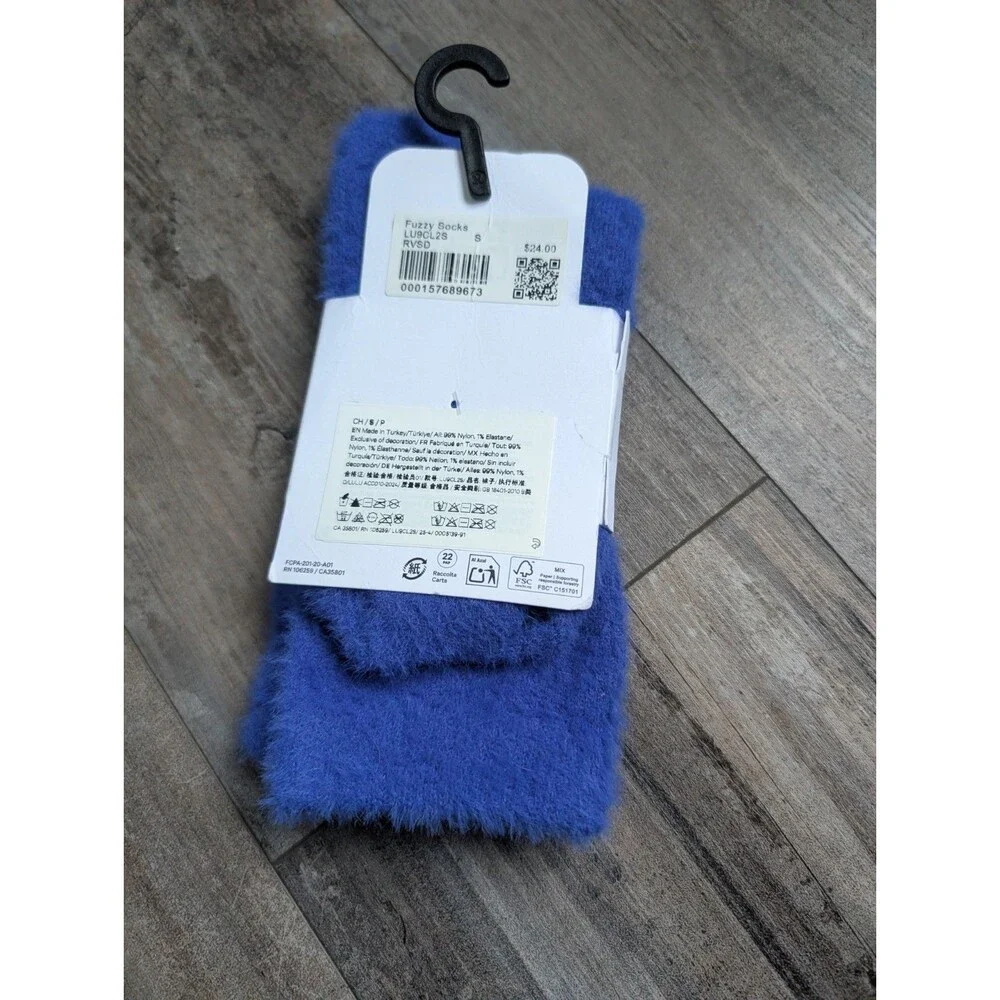 Lululemon Fuzzy Socks Small Crew Length RVSD Riverside Blue Unisex New LU9CL2S